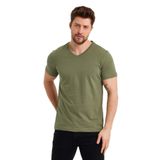 BY COMEOR Erkek Basıc Slim Fit Pamuklu Kısa Kollu V Yaka T-shirt (Haki, S)