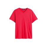 BY COMEOR Erkek Basıc Slim Fit Pamuklu Kısa Kollu V Yaka T-shirt (Kırmızı, 3XL)