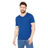 BY COMEOR Erkek Basıc Slim Fit Pamuklu Kısa Kollu V Yaka T-shirt (Mavi, S)