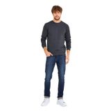 BY COMEOR Erkek Bisiklet Yaka Göğüs Nakış Detaylı Gri Sweatshirt XXL