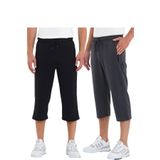 BY COMEOR Erkek Cepleri Fermuarlı Bermuda Diz Altı Kapri Beli Ayarlanabilir Lastikli Uzun Şort (Siyah-Antrasit, 5XL)
