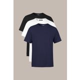 BY COMEOR Erkek Çok Renkli T- Shirt Regular Fit Rahat Kesim Bisiklet Yaka 3'lü Basic Tişört Paketi Lacivert 4XL
