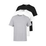 BY COMEOR Erkek Çok Renkli T- Shirt Regular Fit Rahat Kesim Bisiklet Yaka 3'lü Basic Tişört Paketi Siyah-Gri-Beyaz 2XL