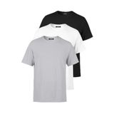 BY COMEOR Erkek Çok Renkli T- Shirt Regular Fit Rahat Kesim Bisiklet Yaka 3'lü Basic Tişört Paketi Siyah-Gri-Beyaz L