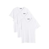 BY COMEOR Erkek Çok Renkli T- Shirt Regular Fit Rahat Kesim V Yaka 3'lü Basic Tişört Paketi BEYAZ 4XL