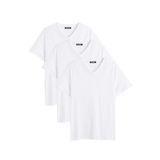 BY COMEOR Erkek Çok Renkli T- Shirt Regular Fit Rahat Kesim V Yaka 3'lü Basic Tişört Paketi BEYAZ L