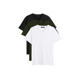 BY COMEOR Erkek Çok Renkli T- Shirt Regular Fit Rahat Kesim V Yaka 3'lü Basic Tişört Paketi Haki 3XL