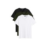 BY COMEOR Erkek Çok Renkli T- Shirt Regular Fit Rahat Kesim V Yaka 3'lü Basic Tişört Paketi Haki L