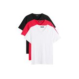 BY COMEOR Erkek Çok Renkli T- Shirt Regular Fit Rahat Kesim V Yaka 3'lü Basic Tişört Paketi Kırmızı 3XL