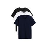 By Comeor Erkek Çok Renkli T- Shirt Regular Fit Rahat Kesim V Yaka 3'Lü Basic Tişört Paketi Lacivert 4Xl