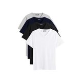 BY COMEOR Erkek Çok Renkli T- Shirt Regular Fit Rahat Kesim V Yaka 4'lü Basic Tişört Paketi CMREOV36-4 3XL