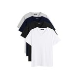 BY COMEOR Erkek Çok Renkli T- Shirt Regular Fit Rahat Kesim V Yaka 4'lü Basic Tişört Paketi CMREOV36-4 L