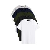 BY COMEOR Erkek Çok Renkli T- Shirt Regular Fit Rahat Kesim V Yaka 5'li Basic Tişört Paketi Haki L