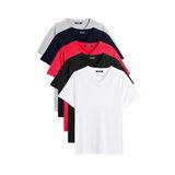 BY COMEOR Erkek Çok Renkli T- Shirt Regular Fit Rahat Kesim V Yaka 5'li Basic Tişört Paketi Kırmızı 4XL