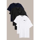 BY COMEOR Erkek Çok Renkli T- Shirt Regular Fit Rahat Kesim V Yaka 5'li Basic Tişört Paketi Siyah 4XL