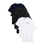 BY COMEOR Erkek Çok Renkli T- Shirt Regular Fit Rahat Kesim V Yaka 5'li Basic Tişört Paketi Siyah L