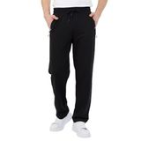 BY COMEOR Erkek Fermuar Cep Nakış Detaylı Düz Paça Rahat Kesim Eşofman Altı (Siyah, 2XL)