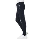 BY COMEOR Erkek Slim Fit Jogger Cep Nakış Fermuar Detaylı Eşofman Altı (Lacivert, 2XL)