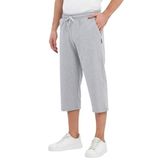 BY COMEOR Erkek Yanları Cepli Bermuda Diz Altı Kapri Beli Ayarlanabilir Lastikli Uzun Şort (Gri, 3XL)