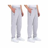 BY COMEOR Eşofman altı erkek pamuk eşofman altı – spor pantolonu, jogging pantolonu, erkek çocuk boş zaman pantolonu, fermuarlı cepler, 2'li paket açık gri, XXL