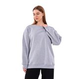 BY COMEOR Gri Kadın Pamuklu Oversize Basic Bisiklet Yaka Sweatshirt L