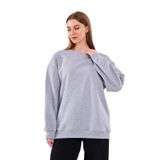 BY COMEOR Gri Kadın Pamuklu Oversize Basic Bisiklet Yaka Sweatshirt M