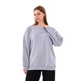 BY COMEOR Gri Kadın Pamuklu Oversize Basic Bisiklet Yaka Sweatshirt S