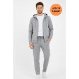 BY COMEOR Gri Kapüşonlu Regular Fit Hırka Düz Paça Erkek Eşofman Takımı XS