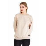 BY COMEOR Kadın Bej Basic Bisiklet Yaka Regular Fit Rahat Sweatshirt M