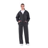 BY COMEOR Kadın Normal Kalıp Basic Beli Lastikli Kapüşonlu Oversize Mevsimlik Alt Üst Eşofman Takımı (Antrasit, L)