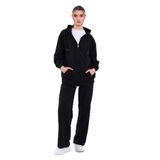 By Comeor Kadın Normal Kalıp Basic Beli Lastikli Kapüşonlu Oversize Mevsimlik Alt Üst Eşofman Takımı (Siyah, Xs)