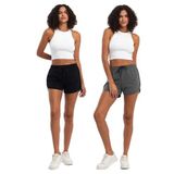 BY COMEOR Kadın Yırtmaçlı Mevsimlik Premium Kumaş Regular Fit İpli Siyah Kısa Mini Şort CMRB90 S (Siyah-Antrasit, M)