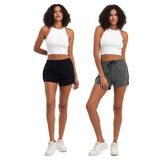 BY COMEOR Kadın Yırtmaçlı Mevsimlik Premium Kumaş Regular Fit İpli Siyah Kısa Mini Şort CMRB90 S (Siyah-Antrasit, XL)