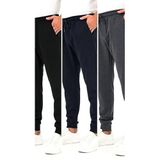 BY COMEOR Kalın Siyah-Lacivert-Antrasit Erkek 3'lü Eşofman Altı Jogger Arka Cepli Paça Lastikli Regular Fit Şardonsuz CMRE97 2XL