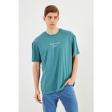 BY COMEOR Leo Erkek Oversize Tshirt%100 Pamuk Bisiklet Yaka Baskı Detaylı Basic Tişört CMRE76
