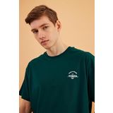 BY COMEOR Leo Erkek Oversize Tshirt%100 Pamuk Bisiklet Yaka Baskı Detaylı Basic Tişört CMRE77 M