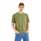 BY COMEOR Leo Erkek Oversize Tshirt%100 Pamuk Cep Detaylı Bisiklet Yaka Basic Tişört M