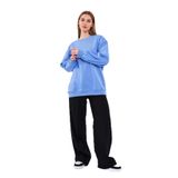 BY COMEOR Mavi Kadın Pamuklu Oversize Basic Bisiklet Yaka Sweatshirt M