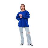 BY COMEOR Saks Kadın Pamuklu Oversize Basic Bisiklet Yaka Sweatshirt L
