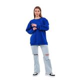 BY COMEOR Saks Kadın Pamuklu Oversize Basic Bisiklet Yaka Sweatshirt M