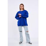 BY COMEOR Saks Kadın Pamuklu Oversize Basic Bisiklet Yaka Sweatshirt S
