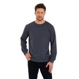BY COMEOR Siyah Bisiklet Yaka Etiket Detaylı İçi Pamuklu Erkek Sweatshirt ANTRASİT M
