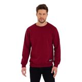 BY COMEOR Siyah Bisiklet Yaka Etiket Detaylı İçi Pamuklu Erkek Sweatshirt BORDO L