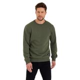 BY COMEOR Siyah Bisiklet Yaka Etiket Detaylı İçi Pamuklu Erkek Sweatshirt HAKİ L