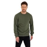 By Comeor Siyah Bisiklet Yaka Etiket Detaylı Içi Pamuklu Erkek Sweatshirt Haki M