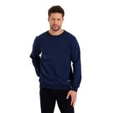 BY COMEOR Siyah Bisiklet Yaka Etiket Detaylı İçi Pamuklu Erkek Sweatshirt LACIVERT L