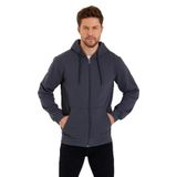 BY COMEOR Siyah Kanguru Cepli Kapüşonlu Fermuarlı İçi Pamuklu Erkek Sweatshirt Antrasit XXL