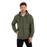 BY COMEOR Siyah Kanguru Cepli Kapüşonlu Fermuarlı İçi Pamuklu Erkek Sweatshirt Haki S