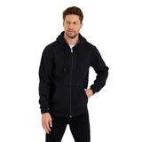 BY COMEOR Siyah Kanguru Cepli Kapüşonlu Fermuarlı İçi Pamuklu Erkek Sweatshirt Siyah XL
