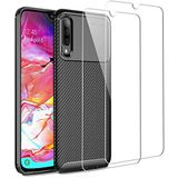 BY CONNERS GALAXY A70 Carbon Fiber Pattern Drop kılıf SİYAH + 2 ADET CAM EKRAN KORUYUCU
